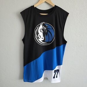 NBA Mens Luka Doncic #77 Dallas Mavericks Black Blue White Tank Top Jersey Sz M